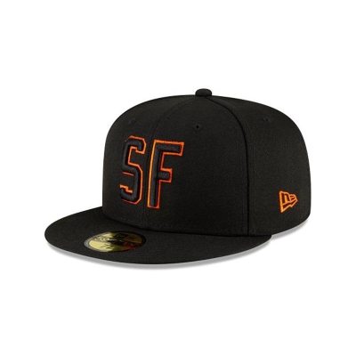 Black San Francisco Giants Hat - New Era MLB Ligature 59FIFTY Fitted Caps USA2871590